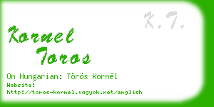 kornel toros business card