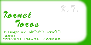 kornel toros business card